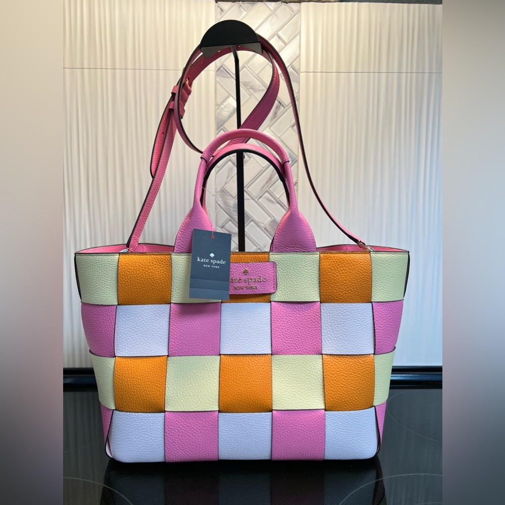 Kate Spade Basket Woven Leather Tote and Dust Bag